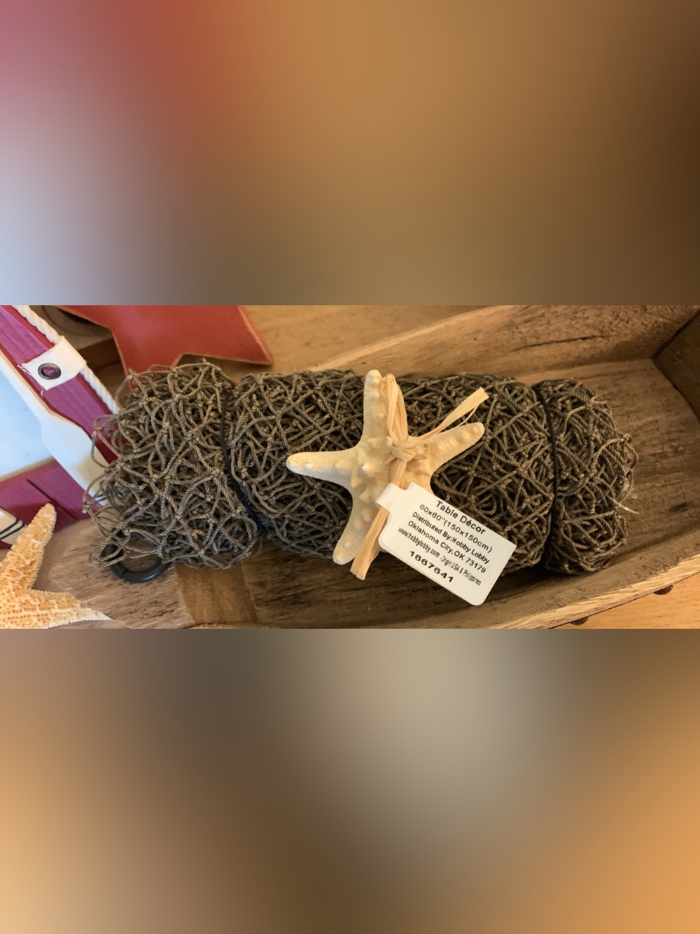 Coastal fishing net and Starfish decor- Cream and Tan